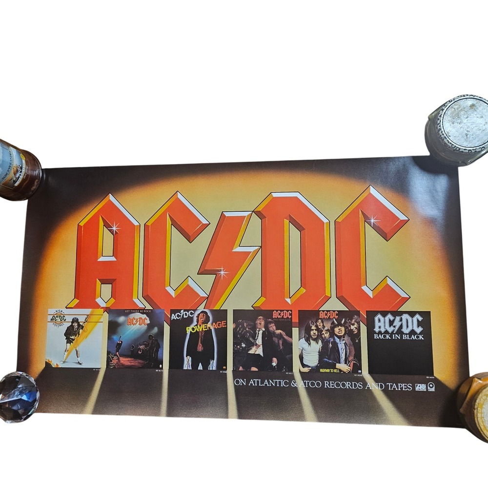 AC/DC High Voltage Powerage Let There Be Rock VTG 1970s Promo Poster 17x30 ATCO
